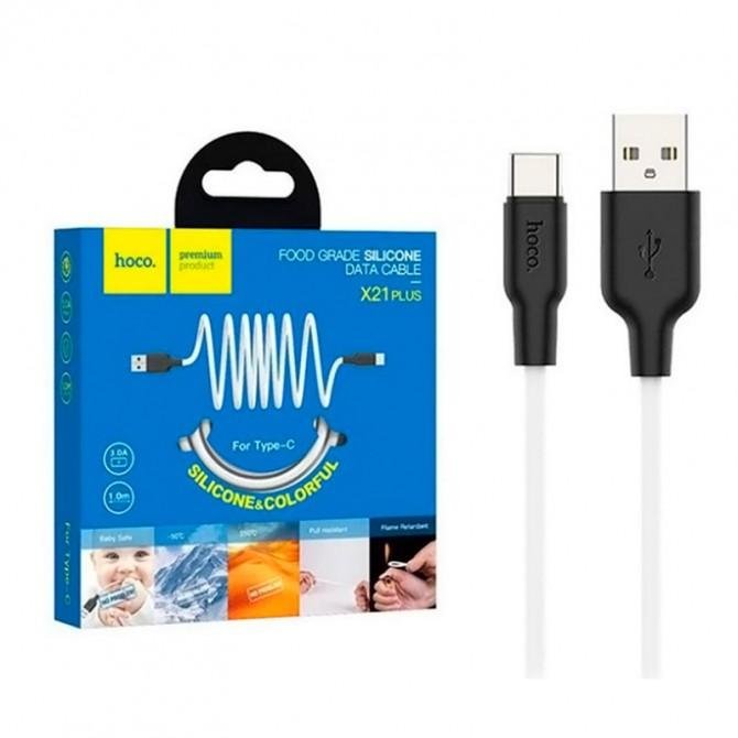 USB Кабель Hoco X21 Plus Silicone Type-C Black/White 1m-1
