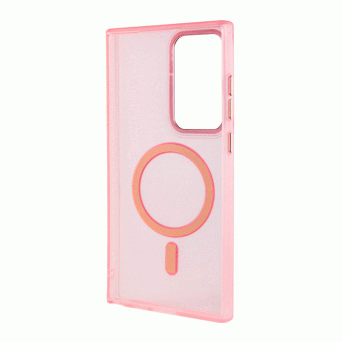 Чехол TPU+PC Lyon Frosted with MagSafe series Samsung Galaxy S22 Ultra Pink-1
