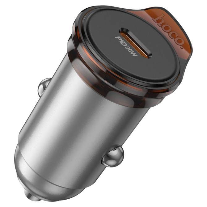 Автомобільний зарядний пристрій 1 Type-C Hoco NZ16A Rigorous PD30W Grey