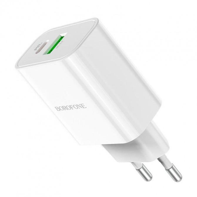 МЗП 1USB + Type-C Borofone BA55A PD20W+QC3.0 White + cable Type-C to Type-C-1