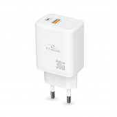 Зарядное устройство для GaN TITANUM CH30AC 30W USB-A+USB-C White