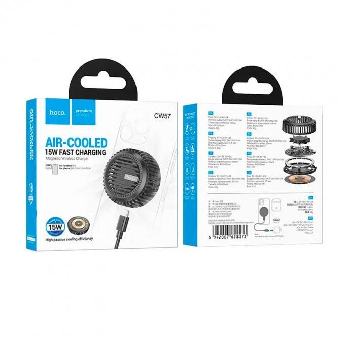 Бездротові ЗП Hoco CW57 Air-cooled magnetic wireless fast charger White