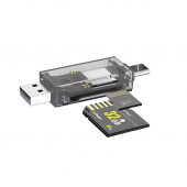 Зчитувач карток WALKER WCD-72 microSD/ SD (output USB2.0, Type-C) Tranbsperent  Зчитувач карток WALKER WCD-72 microSD/ SD (output USB2.0, Type-C) Tranbsperent