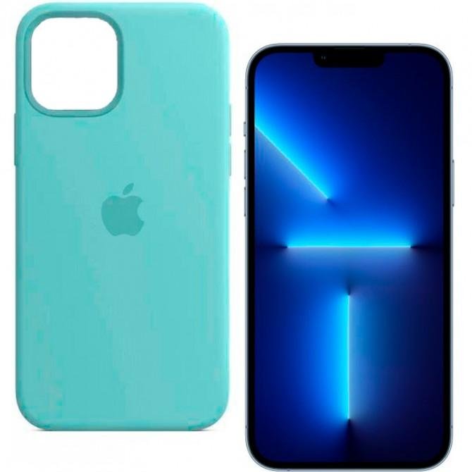 Оригінальний силіконовий чохол для iPhone 13 Pro Max Бірюзовий FULL-1