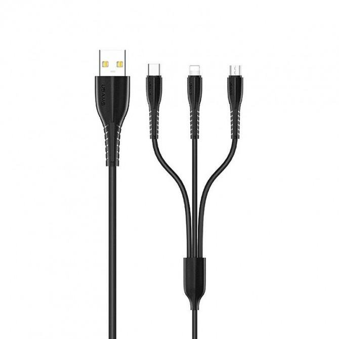 Кабель Usams U35 US-SJ367 3in1 USB to combo 1m Black