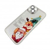 Чехол Christmas Glass Camera iPhone 13 White Чехол Christmas Glass Camera iPhone 13 White