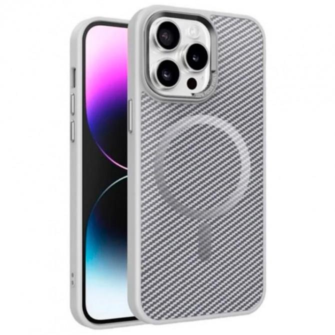 Чехол TPU+PC Carbon with MagSafe для Apple iPhone 12/12 Pro (6.1") Grey