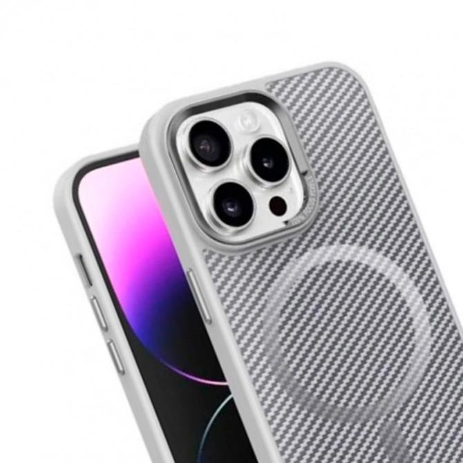 Чехол TPU+PC Carbon with MagSafe для Apple iPhone 12/12 Pro (6.1") Grey-1