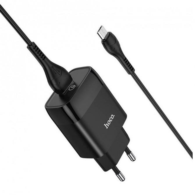 Мережевий зарядний пристрій 1USB Hoco C72Q QC3.0 Black + USB cable MicroUSB (2.1A)-2
