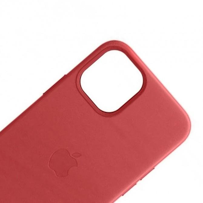 Кожаный чехол Leather Case (AA Plus) with MagSafe для Apple iPhone 14 Pro (6.1'') Crimson-2