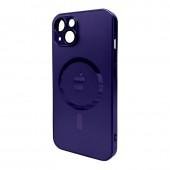 Чехол AG Glass Matt Frame Color MagSafe Logo for Apple iPhone 13 Deep Purple