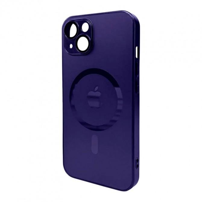 Чехол AG Glass Matt Frame Color MagSafe Logo for Apple iPhone 13 Deep Purple