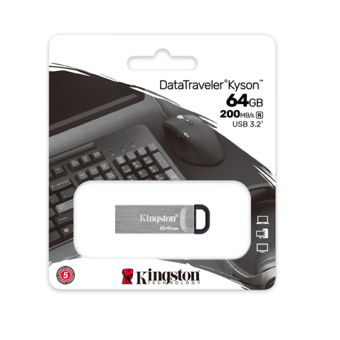 Флэш-накопитель Kingston USB 64GB DT Kyson USB 3.2 Silver/Black-2