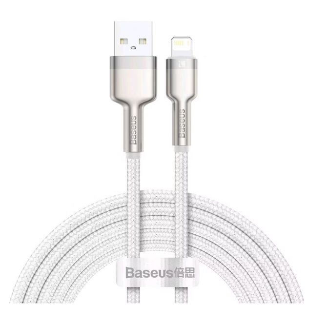 Кабель USB Baseus Cafule Metal USB to Lightning (CALJK-B0) White 2m