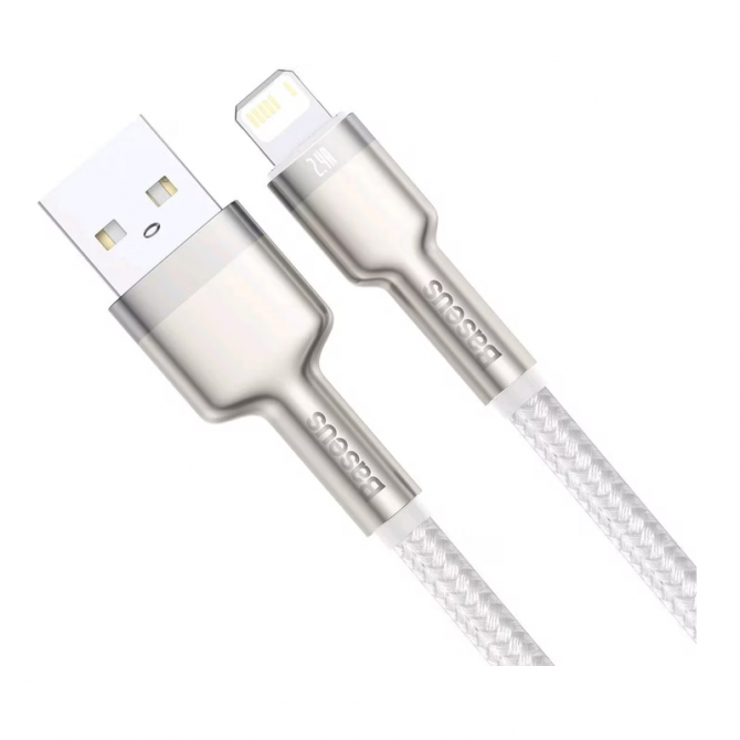 Кабель USB Baseus Cafule Metal USB to Lightning (CALJK-B0) White 2m-1