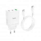 МЗП 1USB + 2Type-C Hoco N33 35W White + Cable Type-C to Type-C