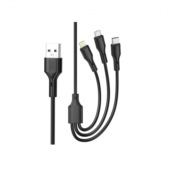 Кабель USB XO NB230 Rock Series 3A 3in1 Black