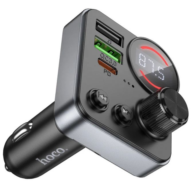 ФМ Модулятор Hoco with Charger E86 Alegria PD30W+QC3.0 Black-1