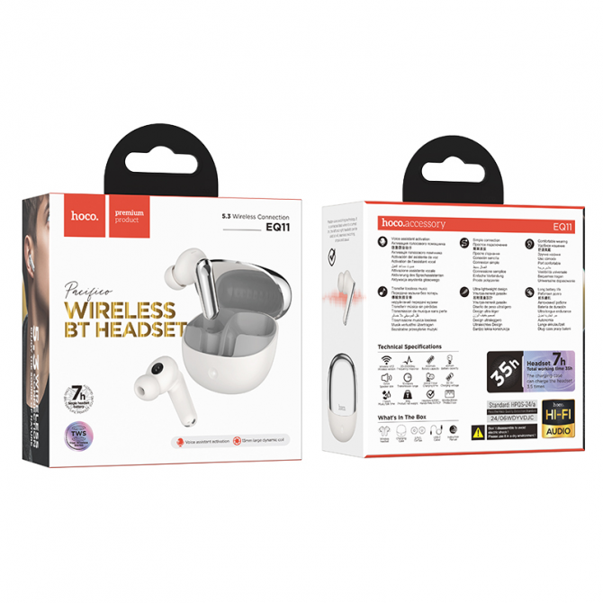 Наушники Stereo Bluetooth Headset Hoco EQ11 Pacifico Milky White-2