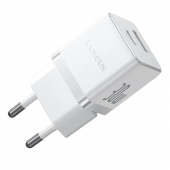 Сетевое зарядное устройство 1USB + Type-C Baseus Palm Fast Charger 30W EU Moon White
