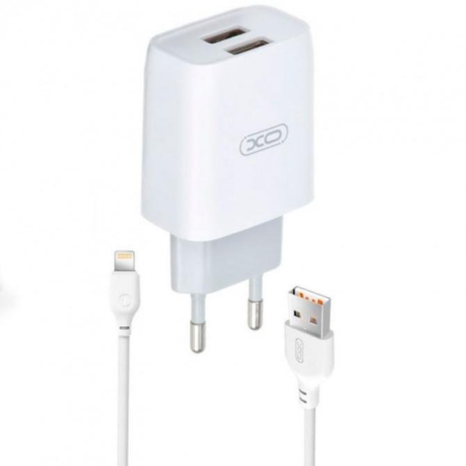 Мережевий зарядний пристрій XO L57 2.4A/2USB + Lightning White