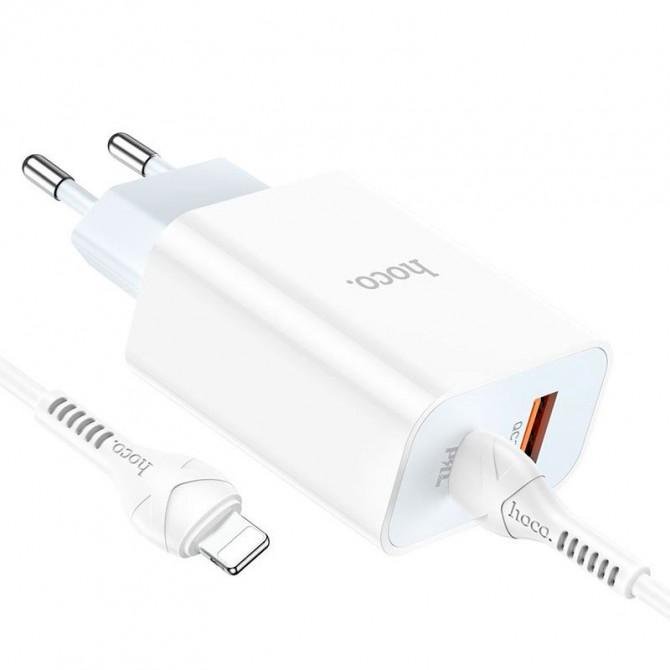 МЗП 1USB Hoco C97A +Type-C PD20W QC3.0 White + Cable Type-C to Lightning (3A)-2