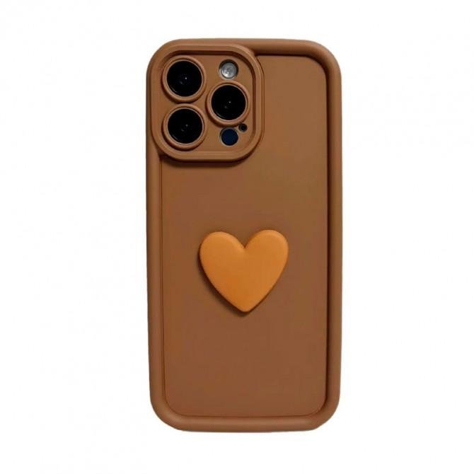 Чохол 3D Heart series for iPhone 13 Pro Max Brown