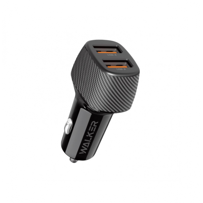 Автомобільний зарядний пристрій 2USB Walker WCR-33 QC3.0 36W Black