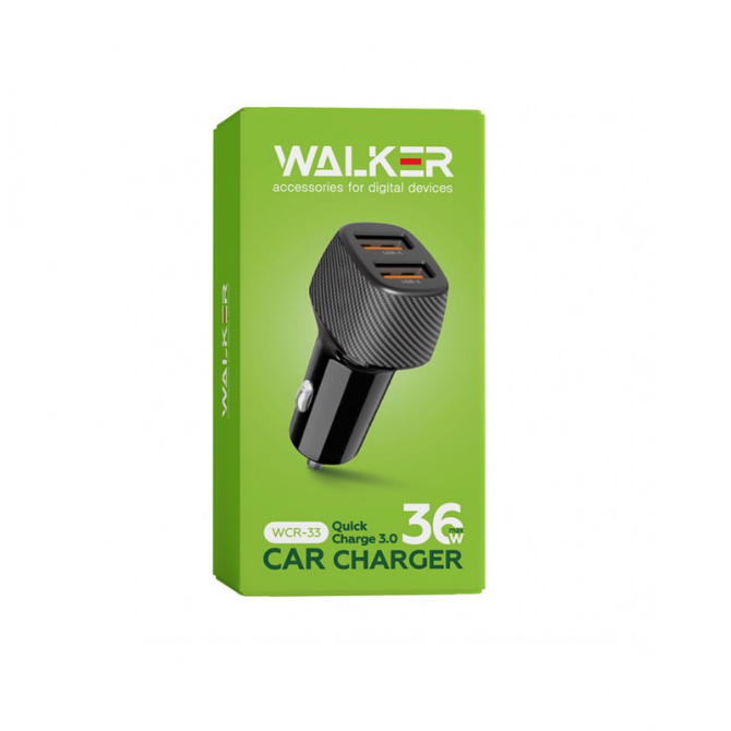 Автомобільний зарядний пристрій 2USB Walker WCR-33 QC3.0 36W Black-3