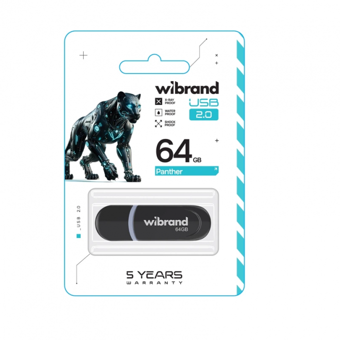 Флешка Wibrand USB 2.0 64Gb Panther Чорний-1