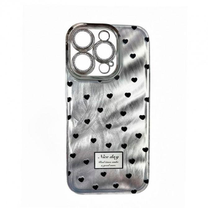 Чехол Shiny Gloss Hearts series for iPhone 15 Black