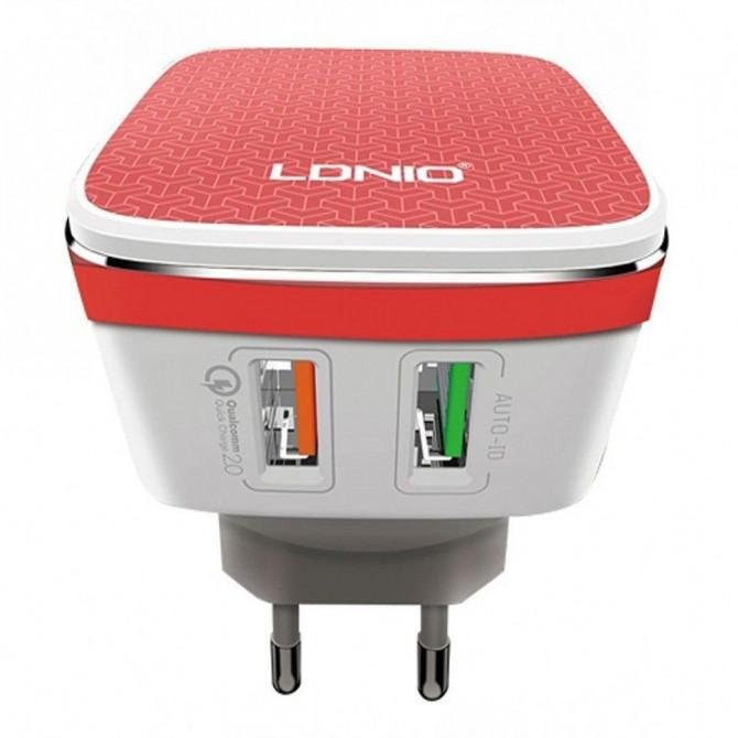 Сетевое зарядное устройство 2USB LDNIO (4.2A) QC 2.0 White (DL-A2405Q)-1