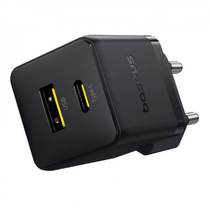 Сетевое зарядное устройство 1Type-C Baseus Palm Fast Charger 20W EU Cluster Black + Type-C to Type-C-2