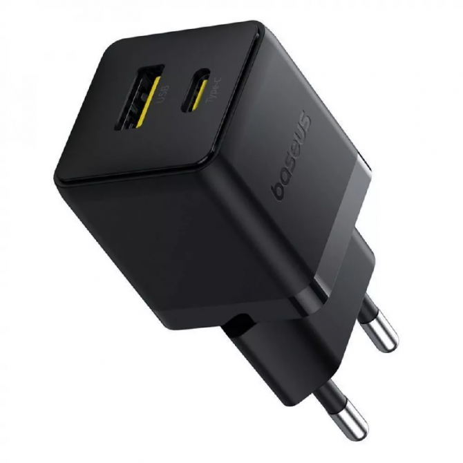 Сетевое зарядное устройство 1Type-C Baseus Palm Fast Charger 20W EU Cluster Black + Type-C to Type-C-3