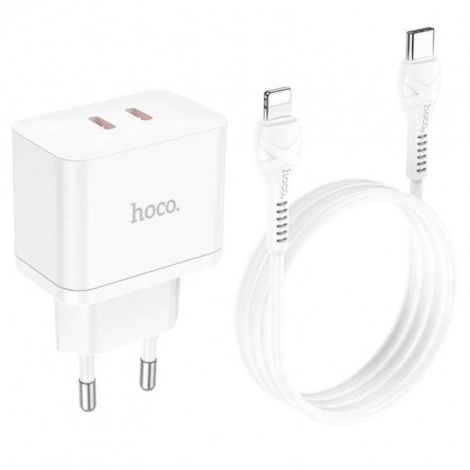 МЗП 1USB + Type-C Hoco N29 Triumph PD35W+QC3.0 White+ Cable Type-C to Lightning