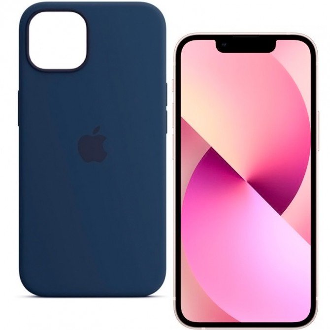 Оригінальний силіконовий чохол для iPhone 13 Pro Темно Синій FULL-3