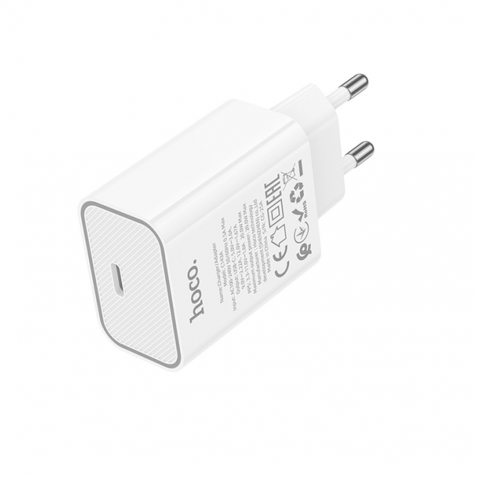 Мережевий зарядний пристрій 1Type-C Hoco C143A Benefit PD20W White-2