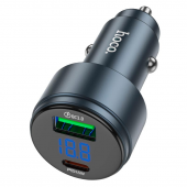 Автомобильное зарядное устройство 1USB+Type-C Hoco Z57B Glorious PD63W+QC3.0 Black