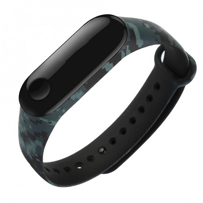 Ремінець для Xiaomi Mi Band 5/6 (Silicon) Хакі Чорний-2