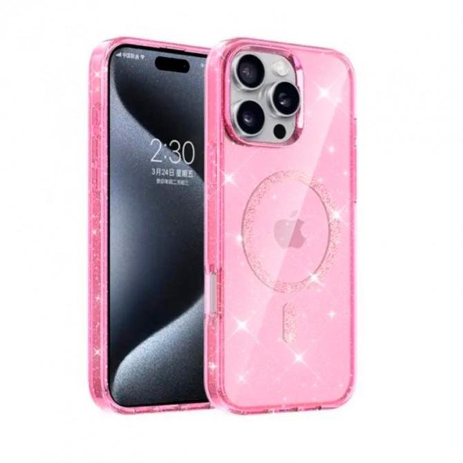 Чохол TPU Eclipse Sparkle (MagFit) для Apple iPhone 15 Pro (6.1") Рожевий-1