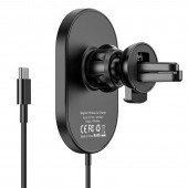 Холдер Hoco CA90 Magnetic Car Holder + Wireless Charger Black Холдер Hoco CA90 Magnetic Car Holder + Wireless Charger Black