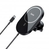 Холдер Hoco CA90 Magnetic Car Holder + Wireless Charger Black Холдер Hoco CA90 Magnetic Car Holder + Wireless Charger Black