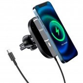 Холдер Hoco CA90 Magnetic Car Holder + Wireless Charger Black Холдер Hoco CA90 Magnetic Car Holder + Wireless Charger Black