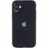 Оригинальный силиконовый чехол для iPhone 12 Черный FULL (with camera protection)