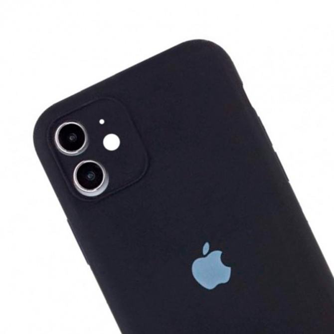 Оригинальный силиконовый чехол для iPhone 12 Черный FULL (with camera protection)-2
