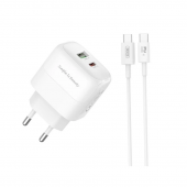 Сетевое зарядное устройство XO L161 20W/1USB-A + 1USB-C White + Cable Type-C