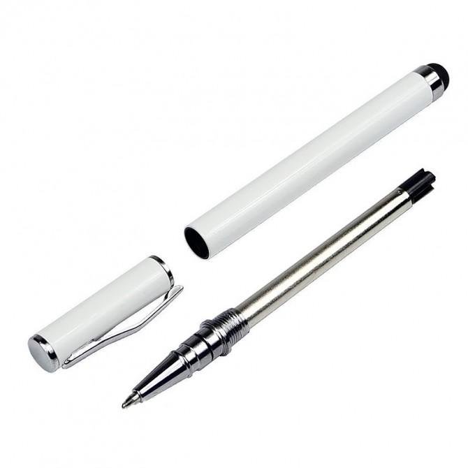 Стілус ємнісний, металічний, з кульковою ручкою, білий-2