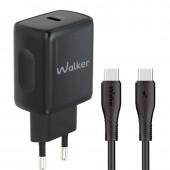 Сетевое зарядное устройство 1Type-C WALKER WH-64 PD_25W + Type-C to Type-C black