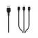 Кабель XO NB103 3in1 MicroUSB/Type-C/Lightning 2.1A/1m Black