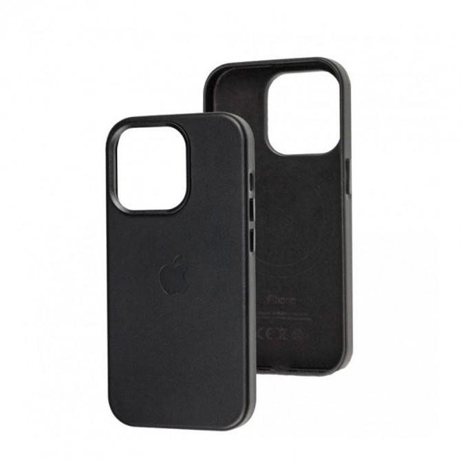 Кожаный чехол Leather with MagSafe for iPhone 14 Pro Max Black
